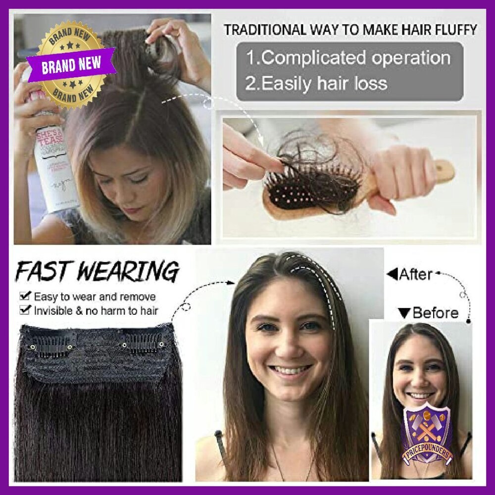 10 Inch Remy Human Hair Extensions Clip In Topper For Thinning Hair - Picture 5 of 7